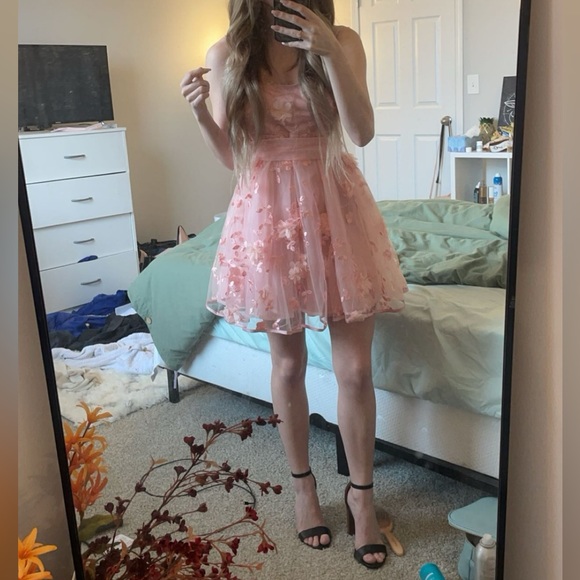 Windsor Pink Chiffon Babydoll Dress - Picture 2 of 6